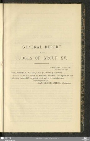 General Report Of The Judges Of Group XV.