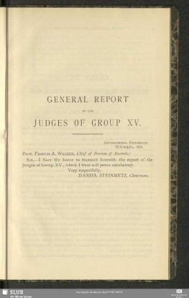 General Report Of The Judges Of Group XV.