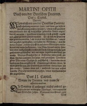 Das II. Capitel. Worzue die Poeterey/ und wann sie erfunden worden