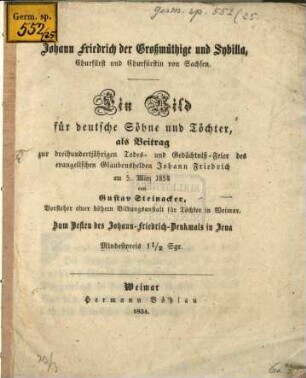 Johann Friedrich der Großmüthige u. Sybilla : Churfürst u. Churfürstin von Sachsen