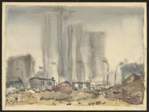 Aquarell von Karl-Heinz Klingbeil: Leninplatz als Brachfläche (1969)