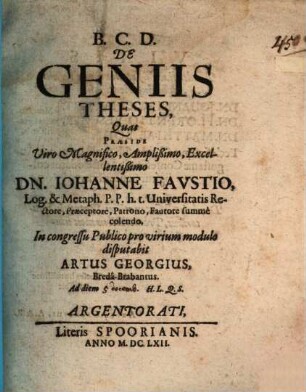 De geniis theses