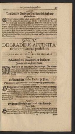 Sectio V. De Gradibus Affinitatis iure provinciali prohibitis.