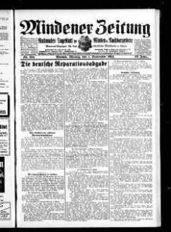 Mindener Zeitung : nationales Tageblatt für Minden u. Nachbargebiete : General-Anzeiger für den nördl. Reg.-Bezirk Minden