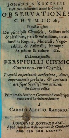 Observationes chymicae