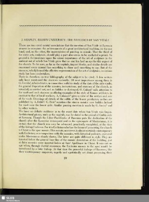 J. Shapley, Brown University: The Stuccoes Of San Vitale
