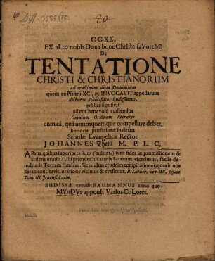 CCXX. De tentatione Christi & Christianorum