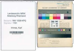 Entnazifizierung Karl Immes , geb. 31.03.1903 (Kaufm.Bevollmaechtigter)