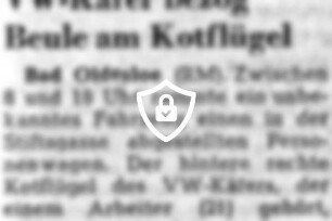 VW-Käfer bezog Beule am Kotflügel