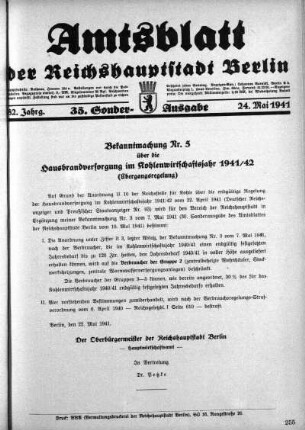 35. Sonderausgabe, 24. Mai 1941