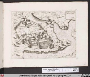 Landkarte mit Stadtansicht von Castelnuovo/Herceg Novi und Umgebung.