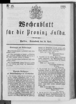 Nr. 18, Ausgabe vom 30. April 1859