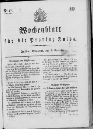 Nr. 47, Ausgabe vom 19. November 1853
