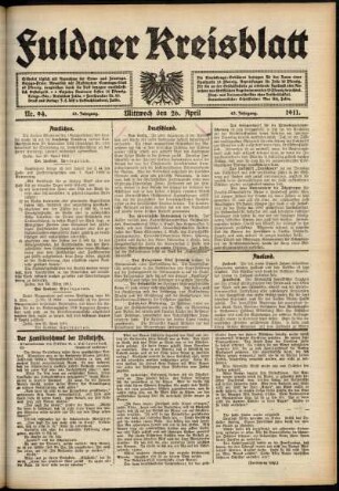 Ausgabe vom Mittwoch, den 26. April 1911.
