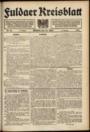 Ausgabe vom Mittwoch, den 26. April 1911.
