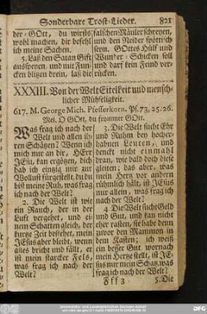XXXIII. Von der Welt Eitelkeit und menschlicher Mühseligkeit.