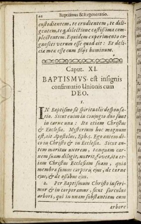 Caput. XI. Baptismus est insignis confirmatio Unionis cum Deo.