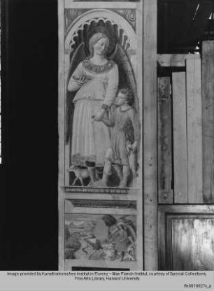 Fresken der Chorkapelle : Chorbogen, untere Zone : Erzengel Raffael und Tobias