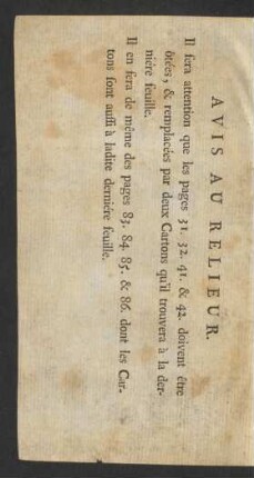Avis au relieur