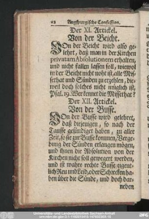 Der XII. Artickel. Von der Busse.