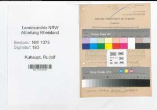 Entnazifizierung Rudolf Kuhaupt , geb. 19.07.1899 (Kaufmann)
