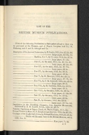 List Of The British Museum Publications