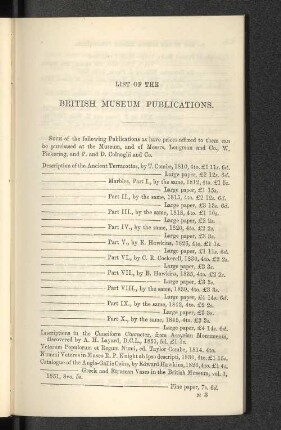 List Of The British Museum Publications