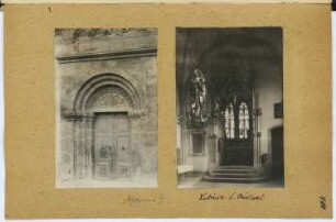 Portal, Worms / St. Michaelskapelle, Kiedrich: Ansicht Portal, Innenansicht St. Michael (aus: Skizzen- und Fotoalbum 7)