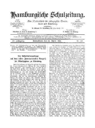 Die Ueberbürdungsfrage auf dem ersten Internationalen Kongreß für Schulhygiene zu Nürnberg