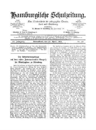 Die Ueberbürdungsfrage auf dem ersten Internationalen Kongreß für Schulhygiene zu Nürnberg