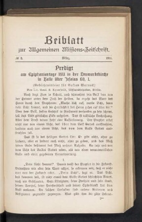 Beiblatt N° 2. März 1911