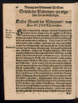Erster Grund der Widerpart/ vom Wort Eligere/ erwehlen.