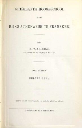 Frieslands Hoogeschool en het Rijks Athenaeum te Franeker, 1