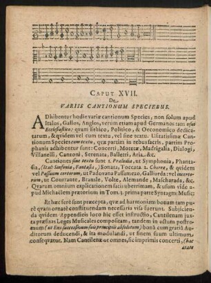 Caput XVII. De Variis Cantionum Speciebus.