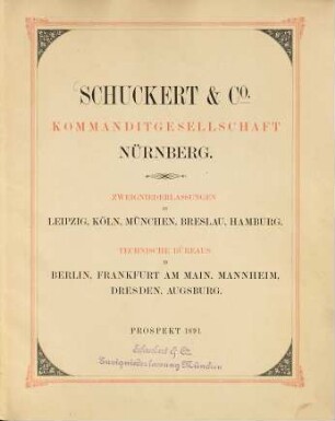 Sigmund Schuckert Kommanditgesellschaft Nürnberg : Prospekt 1891