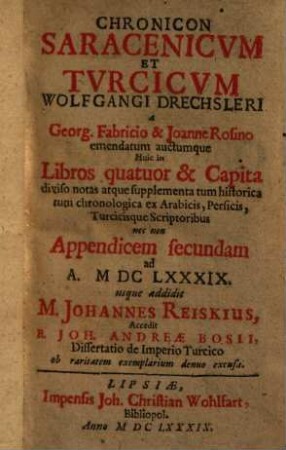 Chronicon Saracenicum et Turcicum