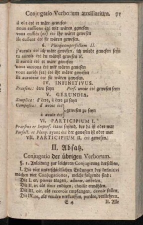 II. Absatz. Conjugatio der übrigen Verborum.