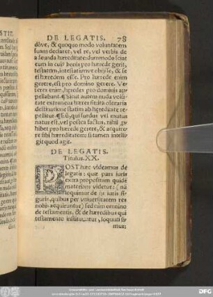 De Legatis. Titulus. XX.