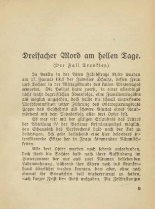 Dreifacher Mord am hellen Tage. (Der Fall Trenkler)