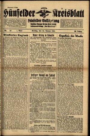 Erste Ausgabe vom Freitag, den 24. Januar 1941.