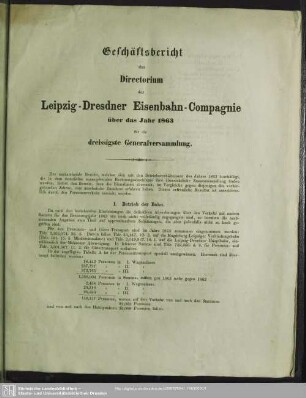 30.1863: Geschäftsbericht des Directorium der Leipzig-Dresdner Eisenbahn-Compagnie : über das Jahr ...