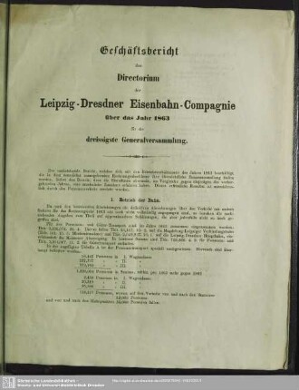 30.1863: Geschäftsbericht des Directorium der Leipzig-Dresdner Eisenbahn-Compagnie : über das Jahr ...