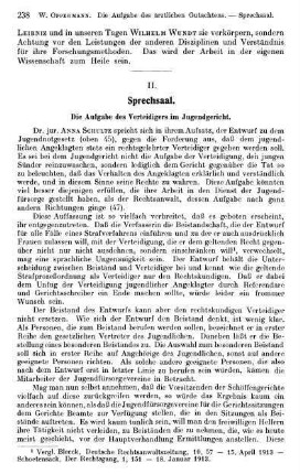 238-241, Die Aufgabe des Verteidigers im Jugendgericht