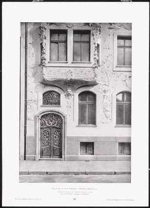 Wohnhaus Arcisstraße, München: Ansicht, Detail (aus: Moderne Neubauten, 4.Jg., 1898ff, hrsg. W. Kick)