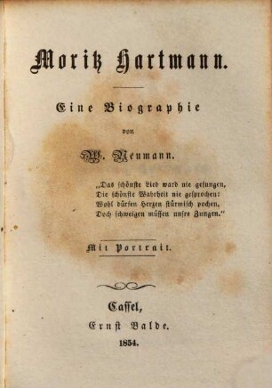 Moritz Hartmann : eine Biographie
