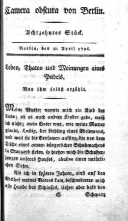 Achtzehntes Stück, 30. April 1796