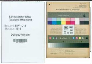 Entnazifizierung Wilhelm Deiters , geb. 13.03.1878 (Schuhmacher)