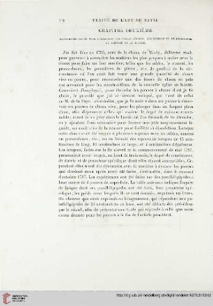 Chapitre deuxième: Expériences faites pour déterminer les forces d’union, d’adhérence et de désistance, du mortier et du platre