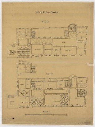 Rathaus, Löwenberg Umbau: Grundrisse OG und EG 1:100