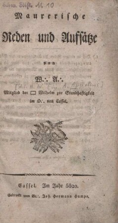 Maurerische Reden und Aufsätze